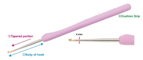 Etimo Rose Steel Crochet hook with cushion grip no12 0.60mm
